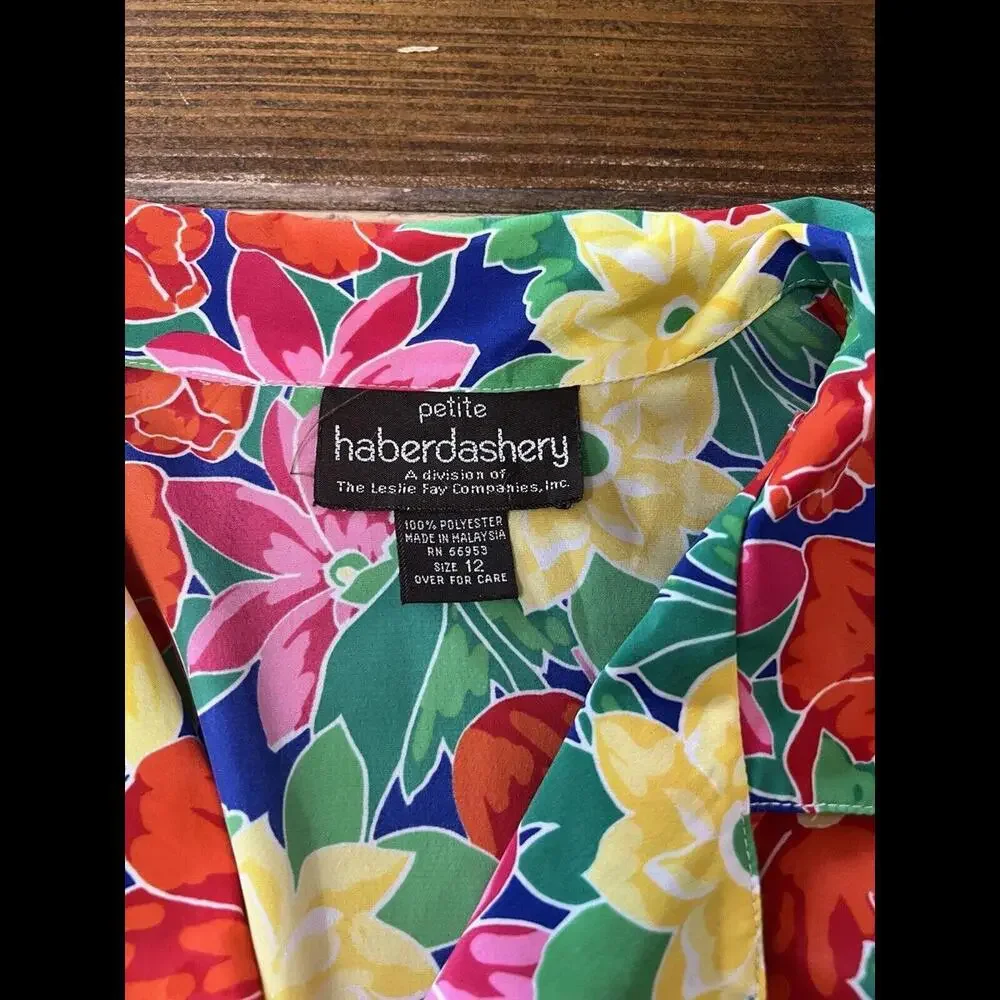 Vintage Haberdashery Hawaiian Shirt SZ 12 Medium Floral Pattern​ - Picture 3 of 4